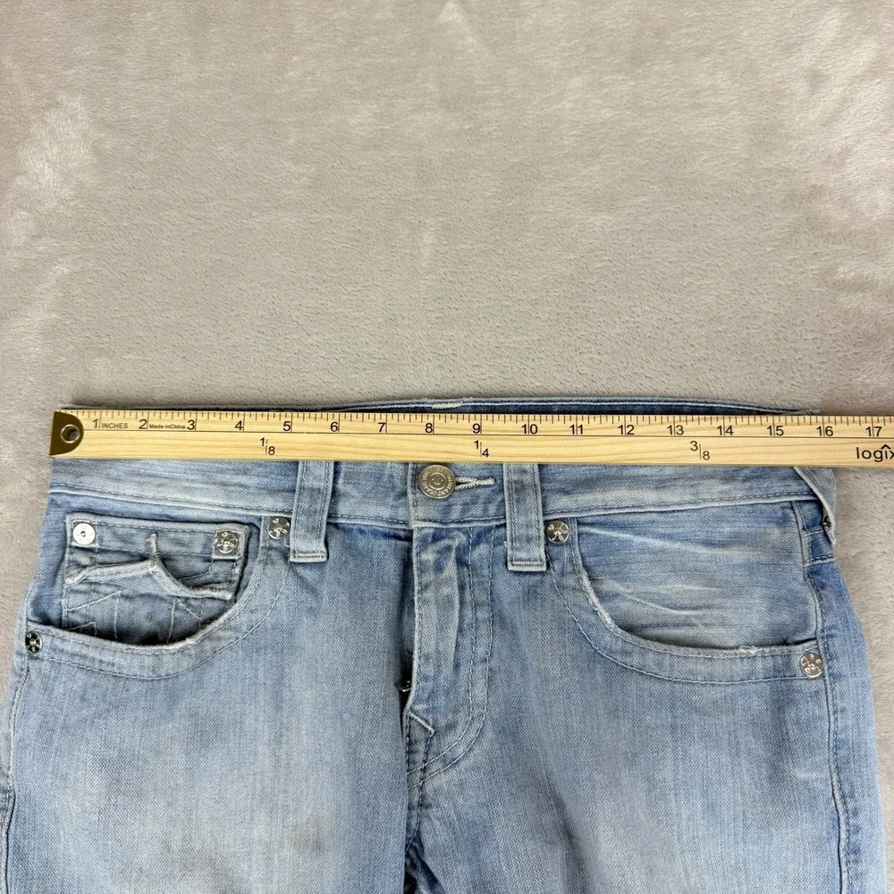 True Religion Straight Leg Jeans Men 30 (32x32.5) Blue Thrashed Grunge Steet Y2K